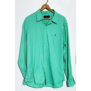Ralph Lauren Mens Mint Green Polo Long Sleeve Shirt Size XL Office Fornal Casual